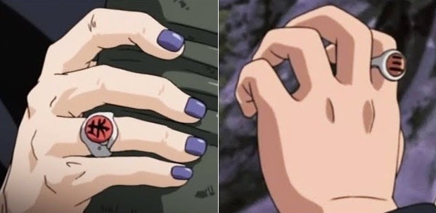 Qué significan los anillos que portan los miembros de Akatsuki en